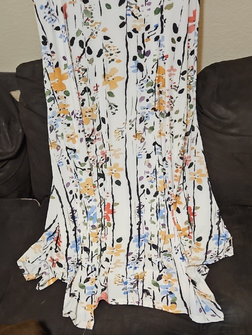 Lily White Floral Stripe Maxi Dress with Multicolor Blooms - Picture 3 of 10